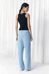 Mellowdrama_Black Cotton Round Neck Eyelet Rib Top _Online_at_Aza_Fashions