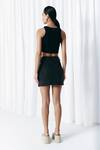 Mellowdrama_Black Cotton Studs Round Neck Studded Rib Crop Top _Online_at_Aza_Fashions