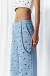Buy_Mellowdrama_White Cotton Studs Crew Neck Studded Rib Crop Top _Online_at_Aza_Fashions