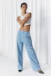 Mellowdrama_White Cotton Studs Crew Neck Studded Rib Crop Top _at_Aza_Fashions