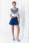 Shop_Mellowdrama_White Cotton Embroidery Crew Neck Honeycomb Patch Embellished T-shirt _Online_at_Aza_Fashions