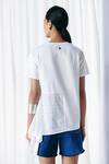 Shop_Mellowdrama_White Cotton Crew Neck Solid Schiffley Studded T-shirt _at_Aza_Fashions