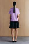 Shop_Mellowdrama_Lilac Cotton Embroidery Turtle Neck Embellished T-shirt _at_Aza_Fashions