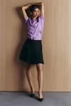 Buy_Mellowdrama_Lilac Cotton Embroidery Turtle Neck Embellished T-shirt _Online_at_Aza_Fashions