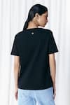 Shop_Mellowdrama_Black Cotton Beads V-neck Jellyfish Embellished T-shirt _at_Aza_Fashions