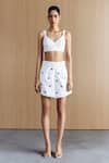 Shop_Mellowdrama_White Cotton Embroidery Collared, V-neck Schiffli Embellished Coord Set _Online_at_Aza_Fashions