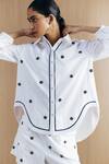 Buy_Mellowdrama_White Cotton Embroidery Collared Schiffli Embellished Shirt _at_Aza_Fashions