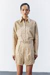 Buy_Mellowdrama_Beige Cotton Mirrors Collared Stripe Embellished Coord Set 