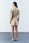 Mellowdrama_Beige Cotton Mirrors Stripe Embellished Shorts _Online_at_Aza_Fashions