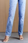 Shop_Mellowdrama_Blue Cotton Mirrors Chambray Embellished Pants _Online_at_Aza_Fashions