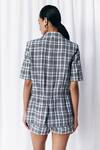 Shop_Mellowdrama_Black Cotton And White Check Shorts _at_Aza_Fashions