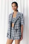 Buy_Mellowdrama_Black Cotton Embroidery Check Embellished Blazer _at_Aza_Fashions