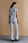 Mellowdrama_Black Cotton Collared Check Zipper Frill Pant Set _Online_at_Aza_Fashions