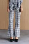 Mellowdrama_Black Cotton Check Fit And Flare Pants _Online_at_Aza_Fashions