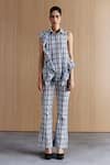 Buy_Mellowdrama_Black Cotton Check Fit And Flare Pants _at_Aza_Fashions