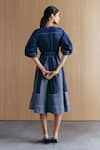 Mellowdrama_Blue Cotton Round Neck Mix And Match Denim Midi Dress _Online_at_Aza_Fashions