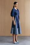 Shop_Mellowdrama_Blue Cotton Round Neck Mix And Match Denim Midi Dress _Online_at_Aza_Fashions