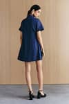 Mellowdrama_Blue Cotton Embroidery Collared Denim Embellished Dress _Online_at_Aza_Fashions