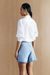 Mellowdrama_Blue Cotton Studs Washed Denim Studded Shorts _Online_at_Aza_Fashions