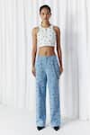 Buy_Mellowdrama_Blue Cotton Studs Washed Denim Studded Jeans _at_Aza_Fashions