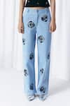 Buy_Mellowdrama_Blue Cotton Sequins Washed Denim Embellished Jeans _Online_at_Aza_Fashions