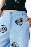 Shop_Mellowdrama_Blue Cotton Sequins Washed Denim Embellished Jeans _Online_at_Aza_Fashions