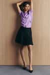 Buy_Mellowdrama_Black Cotton Pleated Denim Skirt _Online_at_Aza_Fashions