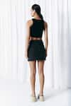 Mellowdrama_Black Cotton Studs Washed Denim Studded Skirt _Online_at_Aza_Fashions