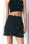 Buy_Mellowdrama_Black Cotton Studs Washed Denim Studded Skirt _Online_at_Aza_Fashions