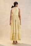 Shop_Vedika M_Yellow Linen Embroidery Collared Summer Coral Dress _at_Aza_Fashions