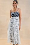 Vedika M_Black Square Neck And White Chevron Shell Dress _Online_at_Aza_Fashions