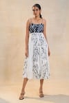 Shop_Vedika M_Black Square Neck And White Chevron Shell Dress _Online_at_Aza_Fashions