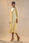 Shop_Vedika M_Yellow Satin Sunshine Midi Dress _Online_at_Aza_Fashions