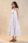 Buy_Vedika M_Beige Cotton, Linen Square Neck Waterdrop Midi Dress _Online_at_Aza_Fashions