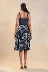Shop_Vedika M_Black Linen Sweetheart Neck And White Chevron Shell Corset Dress _at_Aza_Fashions