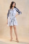 Buy_Vedika M_Black Cotton, Linen Round Neck And White Chevron Shell Dress _Online_at_Aza_Fashions