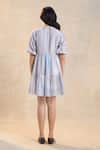 Shop_Vedika M_Gray Cotton, Linen V-neck Underwater Tiered Dress _at_Aza_Fashions