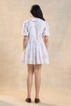 Shop_Vedika M_Beige Cotton, Linen Collared Waterdrop Pattern Short Dress _at_Aza_Fashions