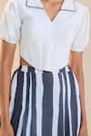 Shop_Vedika M_Black Cotton, Linen Collared And White Corset Skirt Set _Online_at_Aza_Fashions