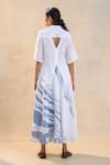 Shop_Vedika M_White Linen, Cotton Split V-neck Jelly Fish Skirt Set _at_Aza_Fashions