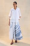 Buy_Vedika M_White Linen, Cotton Split V-neck Jelly Fish Skirt Set _at_Aza_Fashions