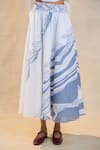 Buy_Vedika M_White Linen, Cotton Split V-neck Jelly Fish Skirt Set 