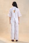 Shop_Vedika M_White Cotton, Linen Collared Waterdrop Print Pant Set _at_Aza_Fashions