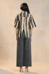 Shop_Vedika M_Multi Color Linen Collared Striped Noon Set _at_Aza_Fashions