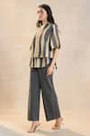 Buy_Vedika M_Multi Color Linen Collared Striped Noon Set _Online_at_Aza_Fashions