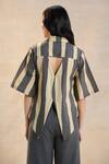 Shop_Vedika M_Multi Color Linen Collared Striped Noon Set _Online_at_Aza_Fashions