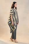Buy_Vedika M_Brown Linen Round Neck Striped Noon Kaftan Set _Online_at_Aza_Fashions