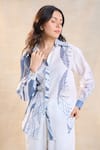 Shop_Vedika M_Gray Cotton, Linen Collared Designer Jelly Fish Pant Set _Online_at_Aza_Fashions