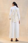 Shop_Vedika M_White Linen Embroidery Collared Designer Sundowner Pant Set _at_Aza_Fashions