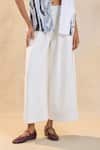 Vedika M_White Cotton, Linen Open Neck Designer Jellyfish Everyday Pant Set _Online_at_Aza_Fashions